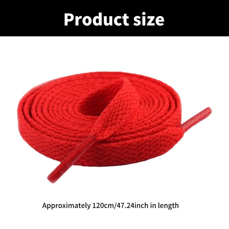 1 Pair Flat Sneaker Shoelaces 8mm Wide Polyester Replacement Multicolored Laces for Trainers and Casual Shoes Strings