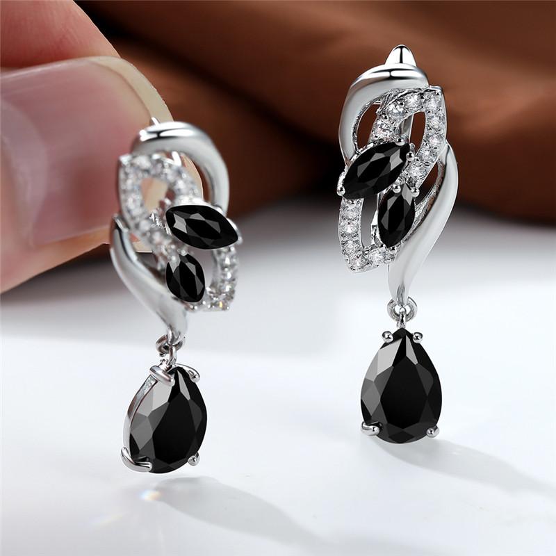 Cute Female Pink Crystal Zircon Stone Flower Earrings Vintage Wedding Jewelry For Women