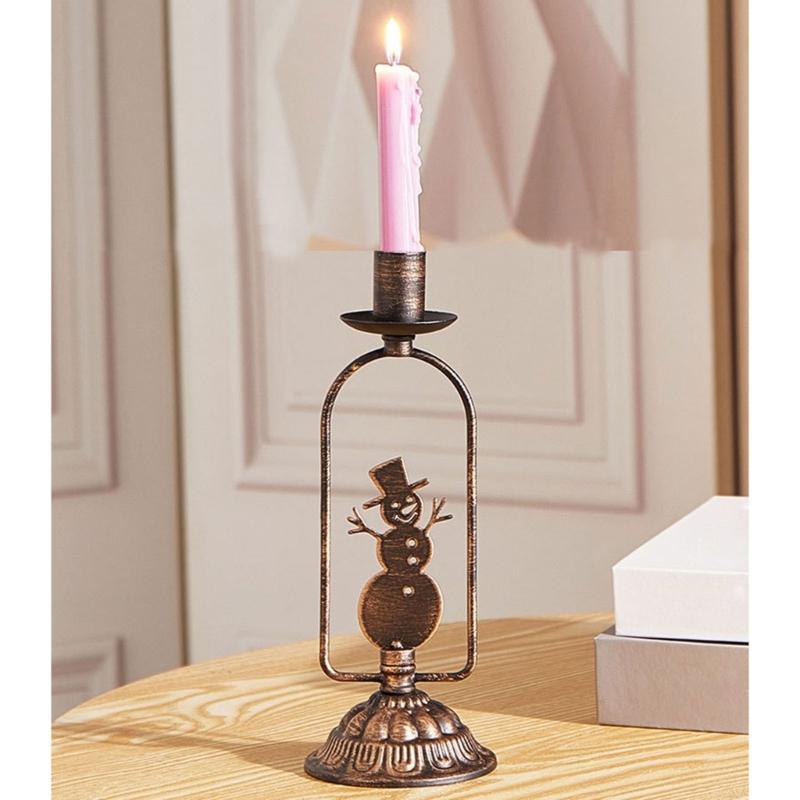 Set of 3 Stylish Metal Candle Stand with Seasonal Design Iron Texture Perfect for Indoor Outdoor Christmas Celebration