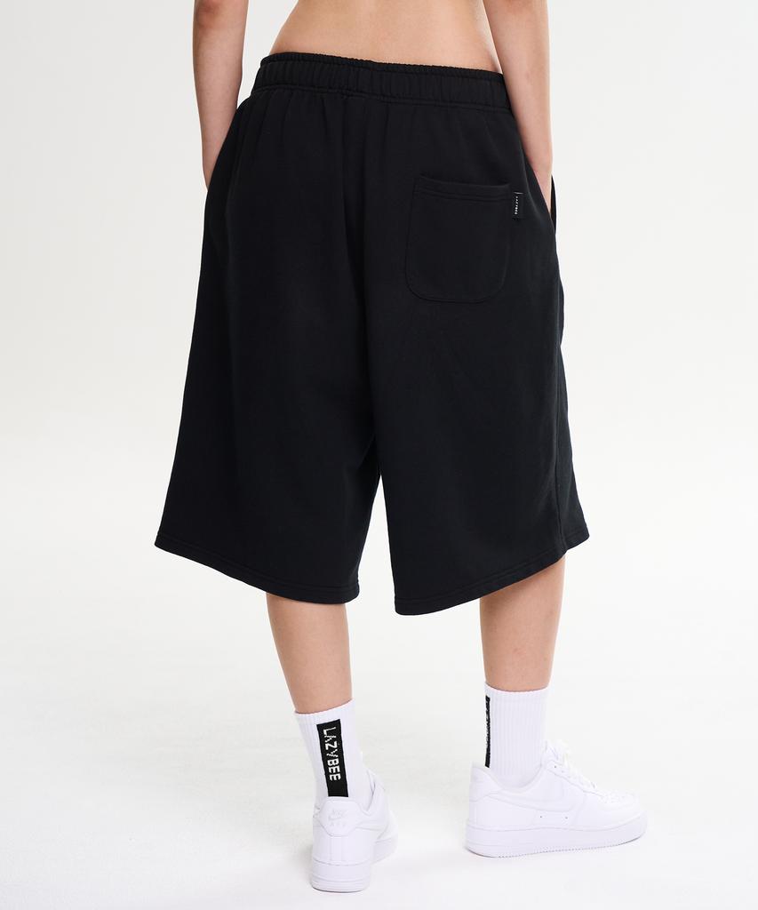 Leijibi Giant Fit Wide Bermuda Sweatpants Big Logo Gym Wear Workout Shorts W (2 Colors)