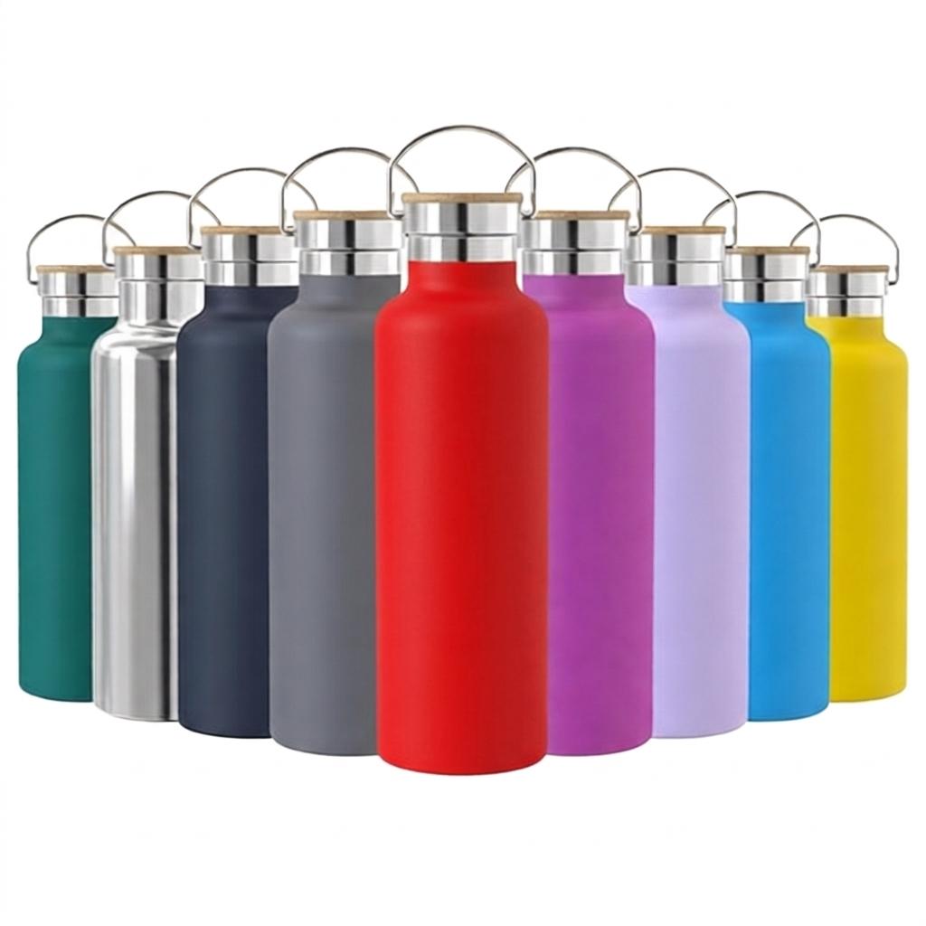 Custom Logo Classic Back to School Insulated Stainless Steel Double-Layer Vacuum Water Bottle with Bamboo Lid