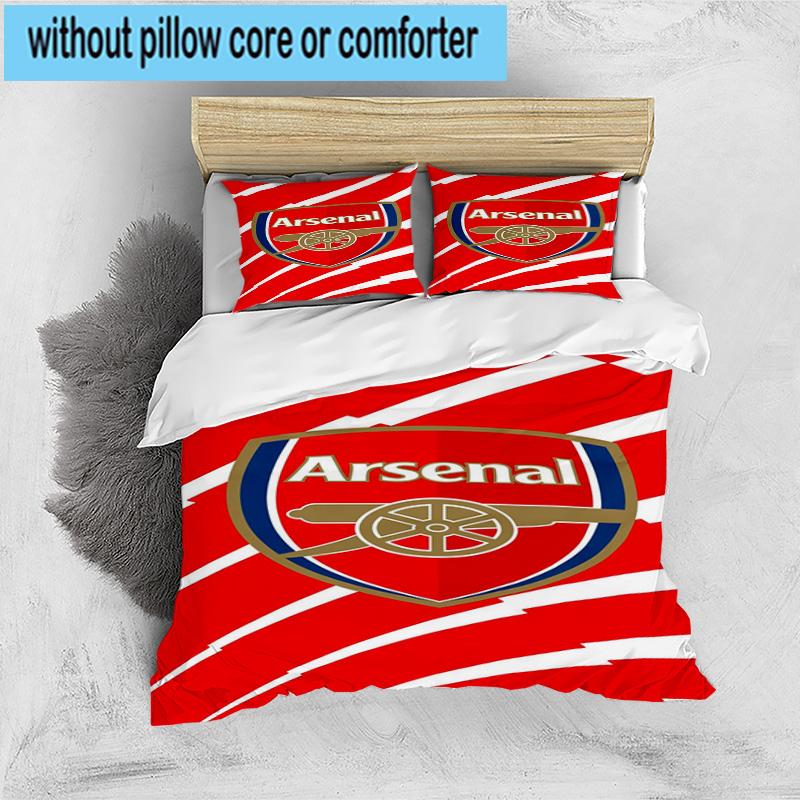 Set Biancheria da Letto Stampato con Stemma Arsenal Football Club 3 Pezzi Chiusura con Zip Include 1 Copripiumino & 2 Federe Set Biancheria da Letto Arredamento Casa Regali