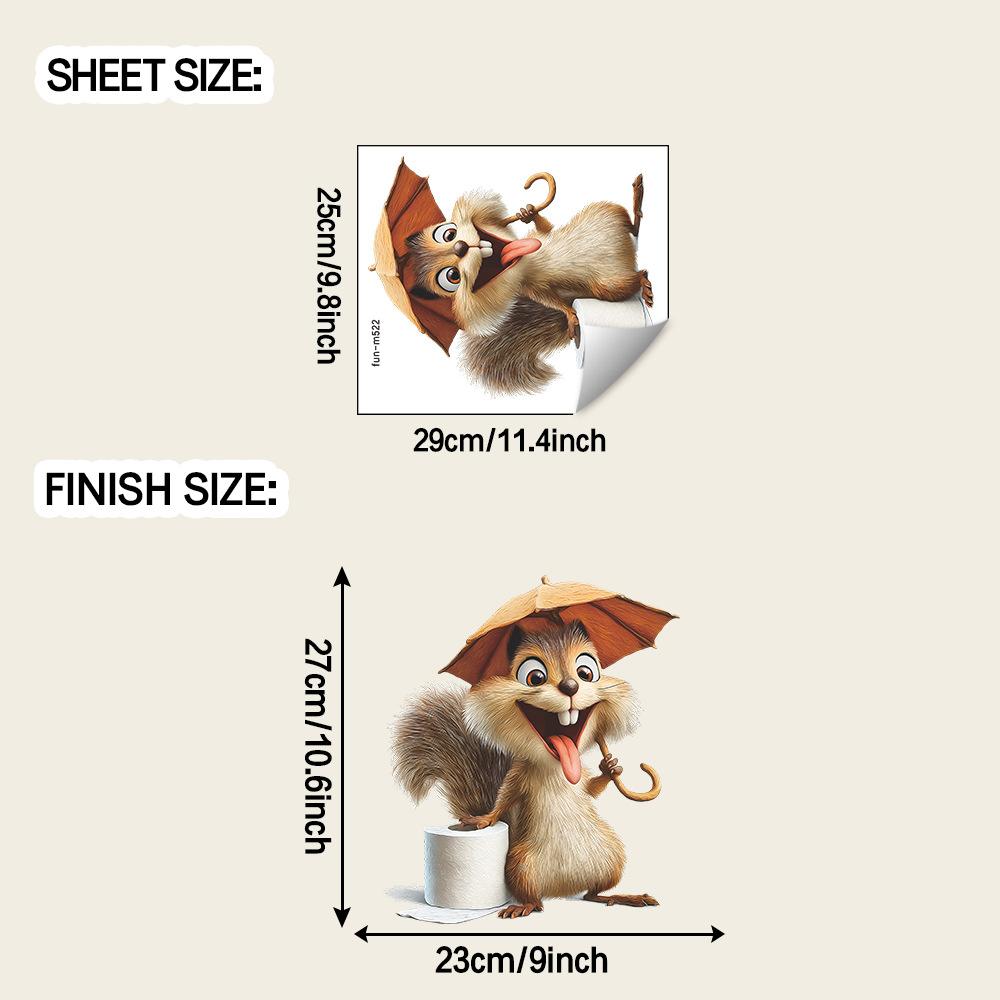 

Забавная и причудливая белочка с зонтиком в ванной и наклейки для украшения дома