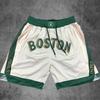 Shorts Deportivos Americanos Bordados Celtics Mixiu para Hombre Retro de Secado Rápido Transpirables Street Shorts Shorts de Baloncesto