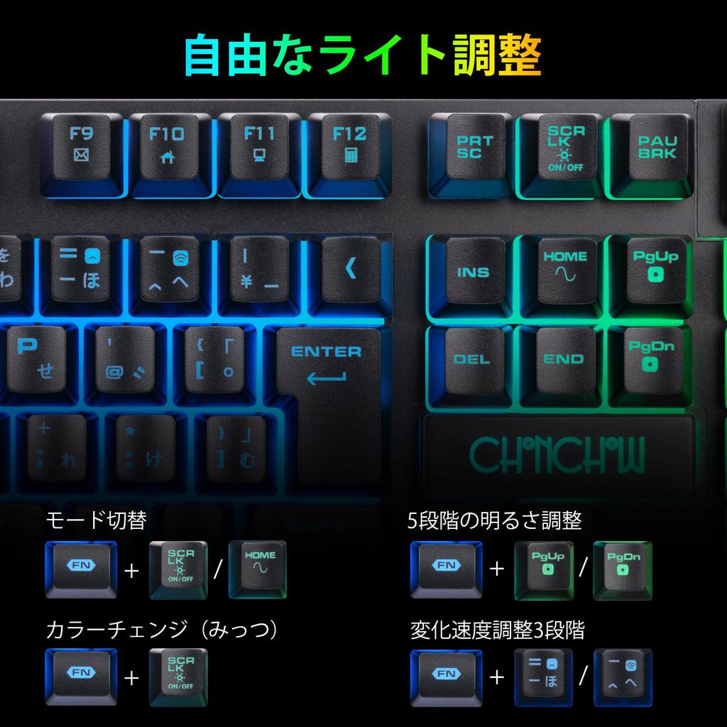 Wireless Gaming Keyboard, 108-Key LED Backlit RGB Keyboard, 2.4GHz Wireless, Rechargeable, Japanese Layout, Large Capacity, 19-Key Anti-Collision,