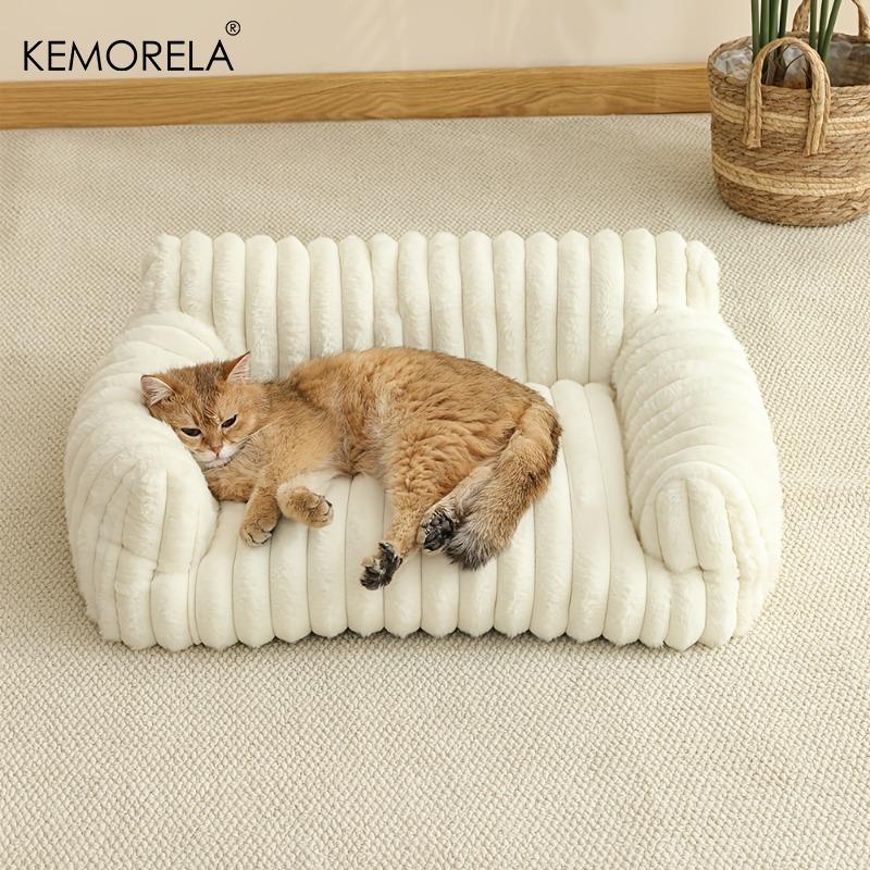  1PC Striped Cat Sofa Bed Soft Polyester Pet Bed Breathable for All Seasons Suitable for Small to Medium Catsor Sleeping