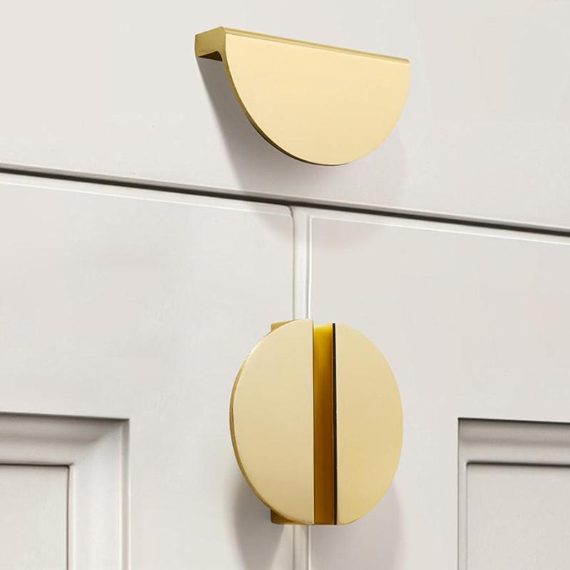 Cabinet Door Semicircle Handle Split Cabinet Shoe Cabinet Door Handle Aluminum Alloy Exposed Gold Round Furniture Door Handle