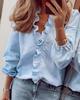 Frühling/Sommer 2023 Damen Langarm Rüschenbluse Europäischer & Amerikanischer Stil