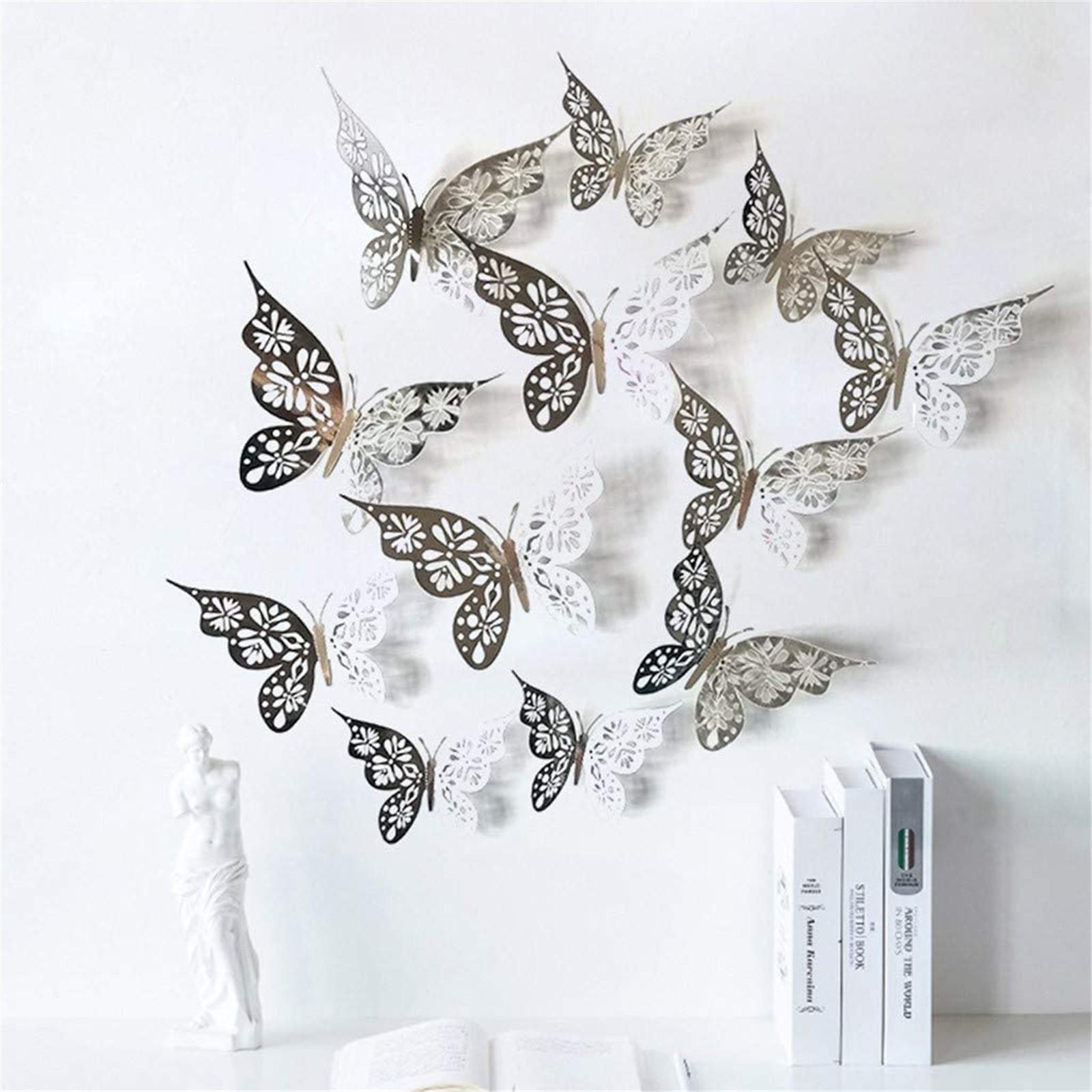 3D Hollow Butterfly Wall Stickers Home Decor Cardboard Butterfly Wall Stickers One Size