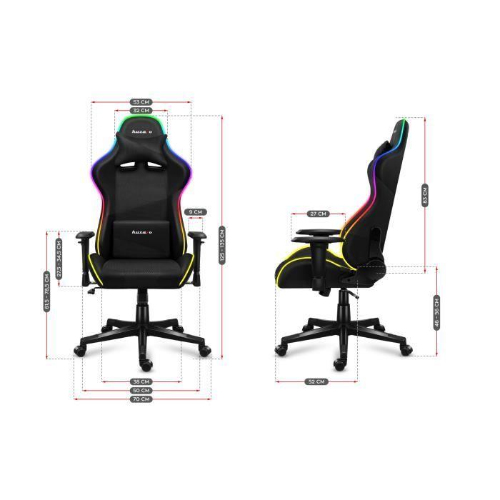 Chaise Gaming - HUZARO - Force 6.3 - LED RVB - Ergonomique - Accoudoirs Réglables