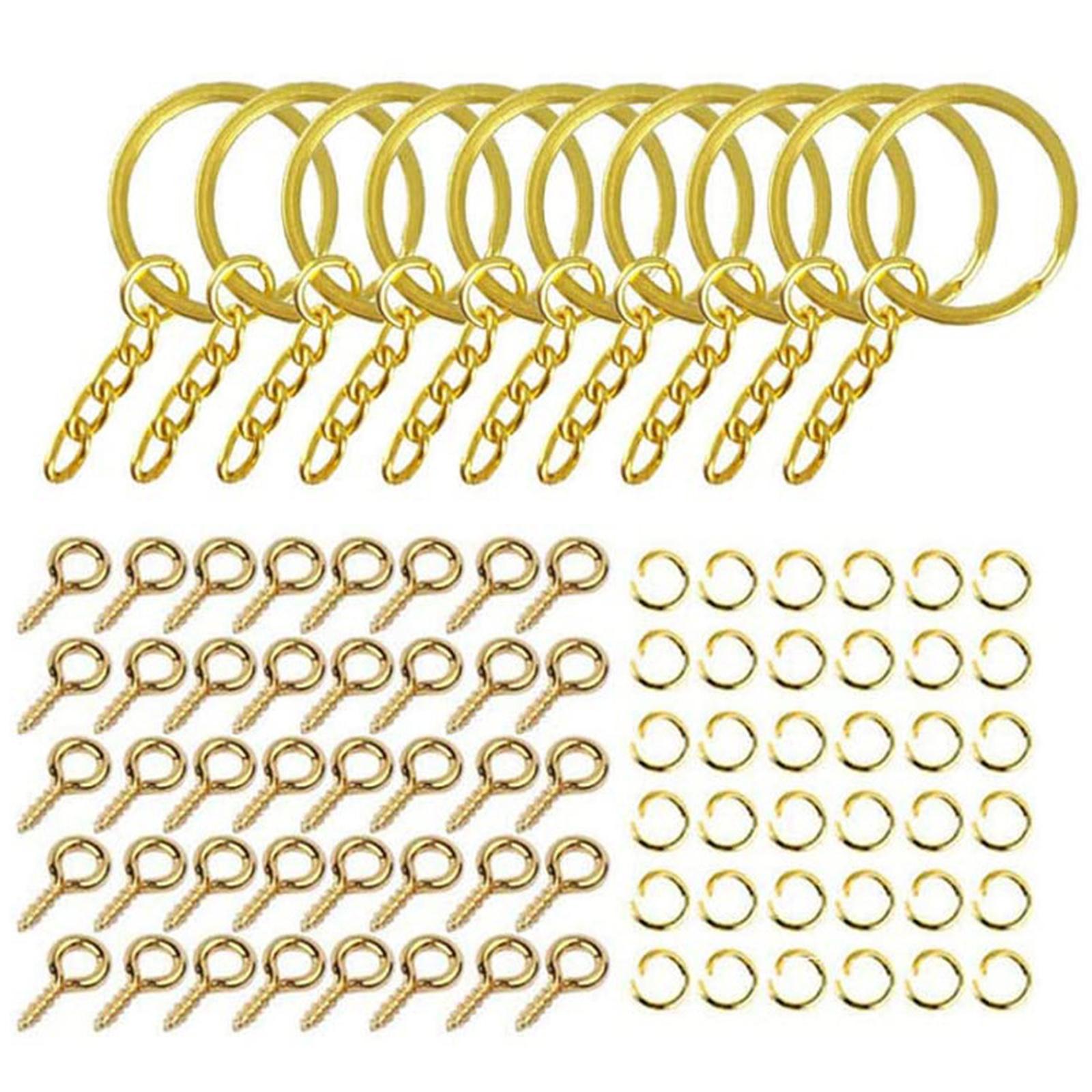 

20Pcs Keys Chain Rings Kit Keychain Rings with Jump Rings and Screw Eye Pin Bulk for Resin DIY Craft Jewelry Findings золотий