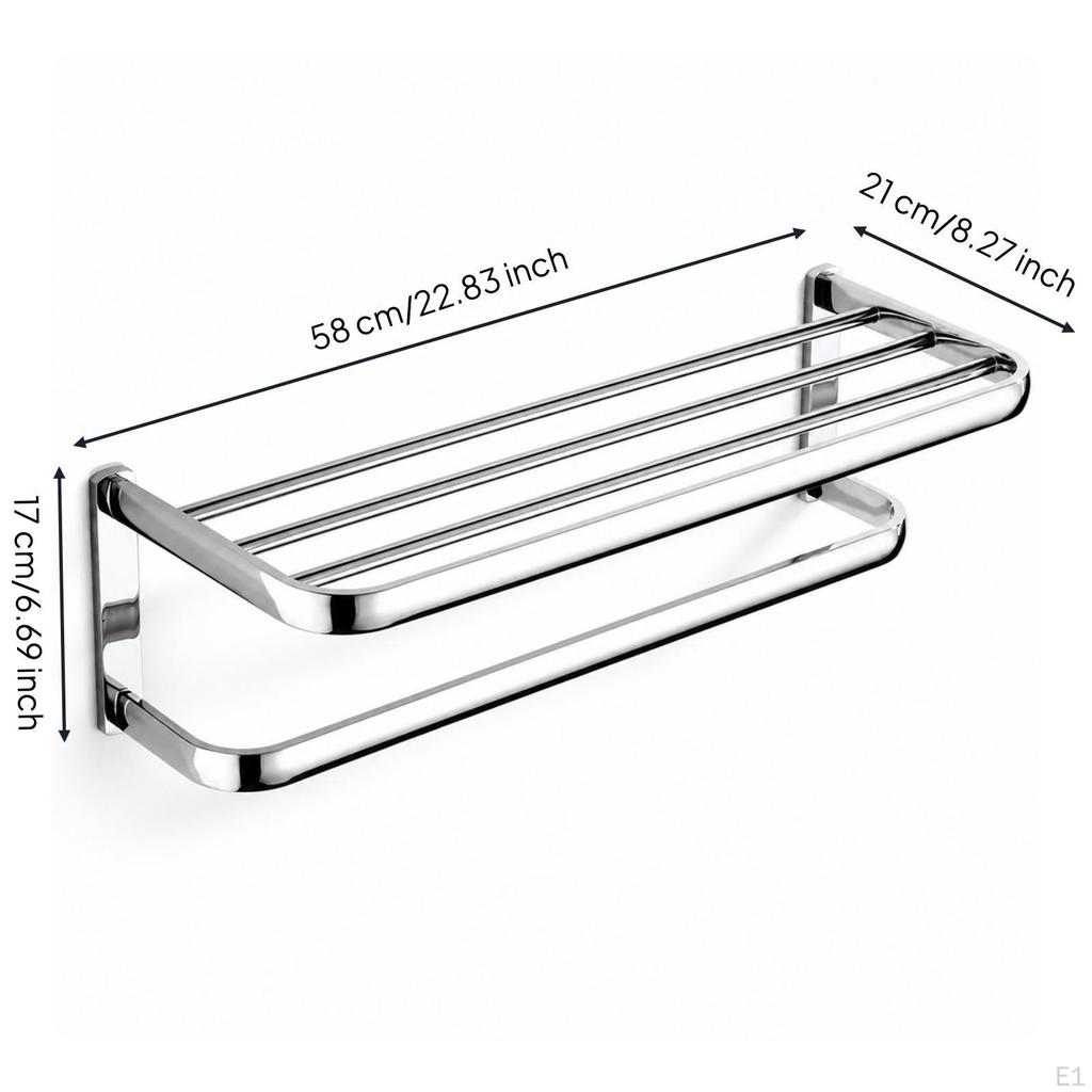 Washroom Towel Rack with Shelf Chrome Bar DoubleTier Hardware for Guest Bath,