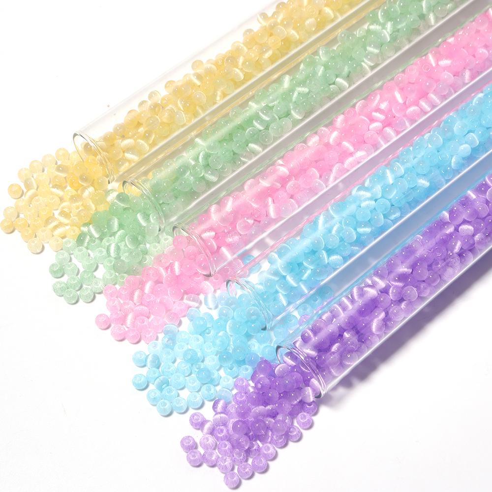 380pcs/lot 4mm Colorful Cat Eye Glass Beads Loose Spacer Round Beads For Jewelry Making DIY Charms Bracelet Necklace Wholesale