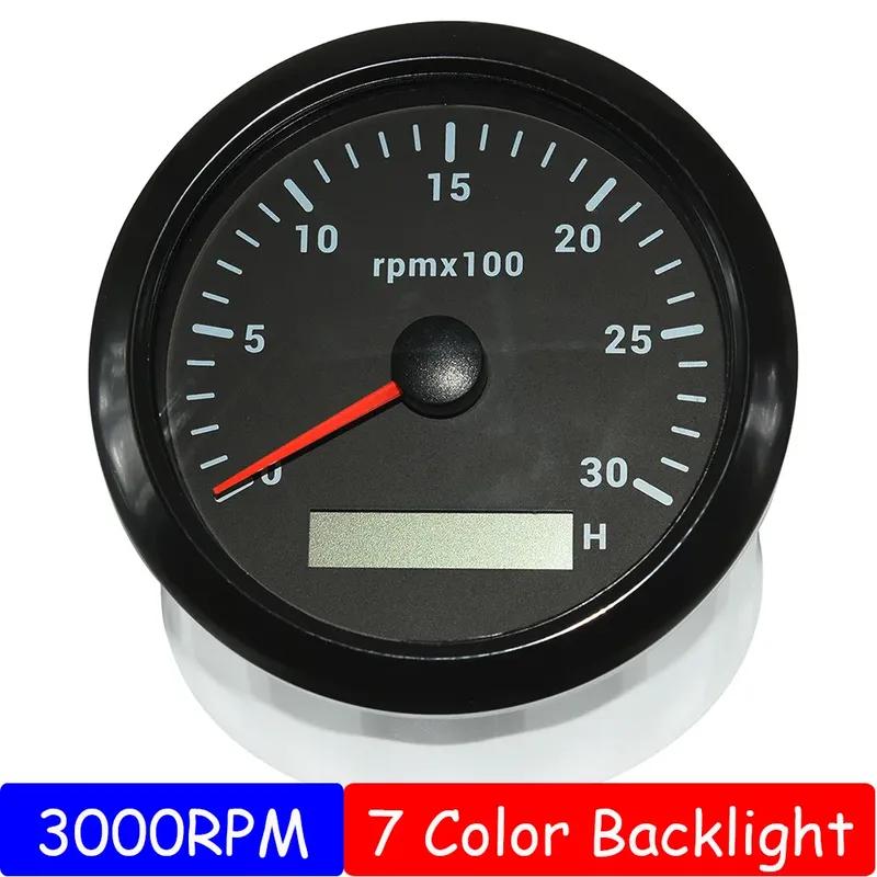 85MM Petrol Diesel Engine Tachometer Sensor RPM Gauge REV Counter 3000RPM with Digital Hourmeter 7 Color Light Optional 12V24V