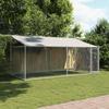 Canil para Cães com Telhado e Porta Cinza 4x2x2 m Aço Galvanizado