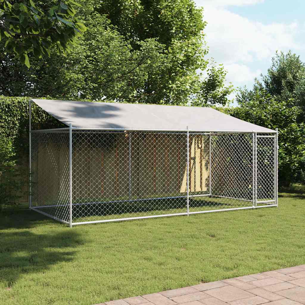 Vidaxl Dog Cage, With Roof and Door, Grey, 4X2X2 M, Steel