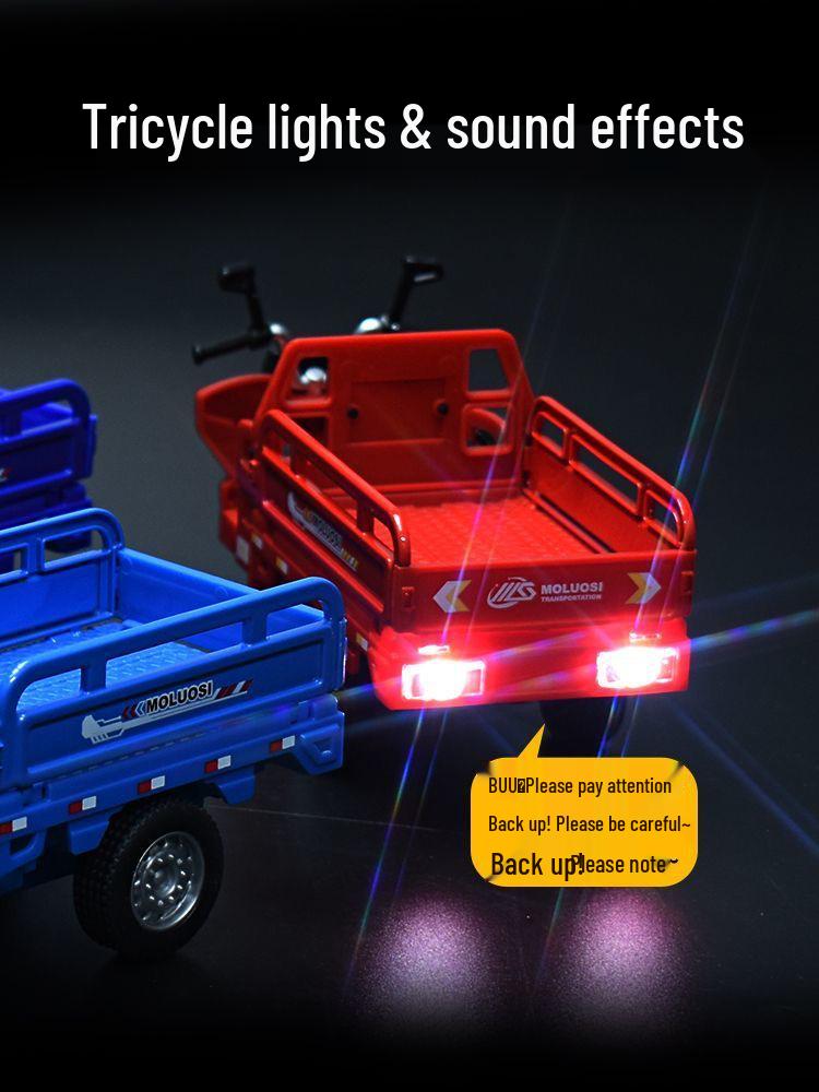 Huili 1:10 Alloy Tricycle Toy with Lights - Children's Model Ornament, Perfect Gift for Boys and Girls