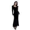 High-End Velvet Sequin Slimming Square Neck Dress