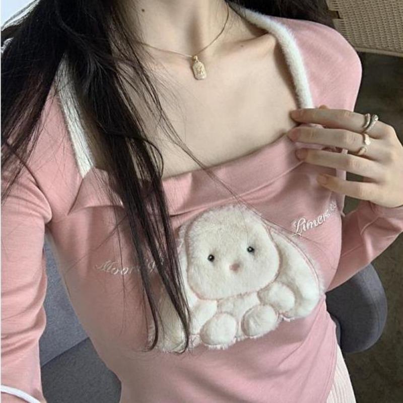 2KWEIRD Japanese Woman Tshirts Square Collar Tunic Summer Tees Fashion Irregular Crop Tops Casual Sweet Y2k T-shirt Shirts for Women