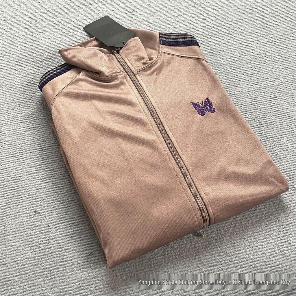 Chaqueta Deportiva con Cremallera Bordada de Mariposas, Cuello Alto Retro Trendy FOG para Hombres y Mujeres