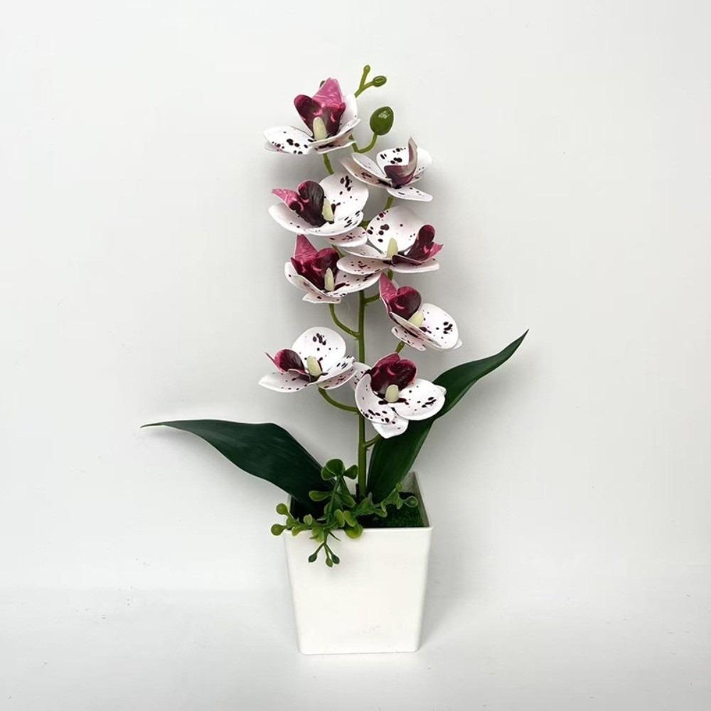 Mehrblütige Künstliche Orchidee Topfpflanzen Phalaenopsis Bonsai Wohnzimmer Ornamente