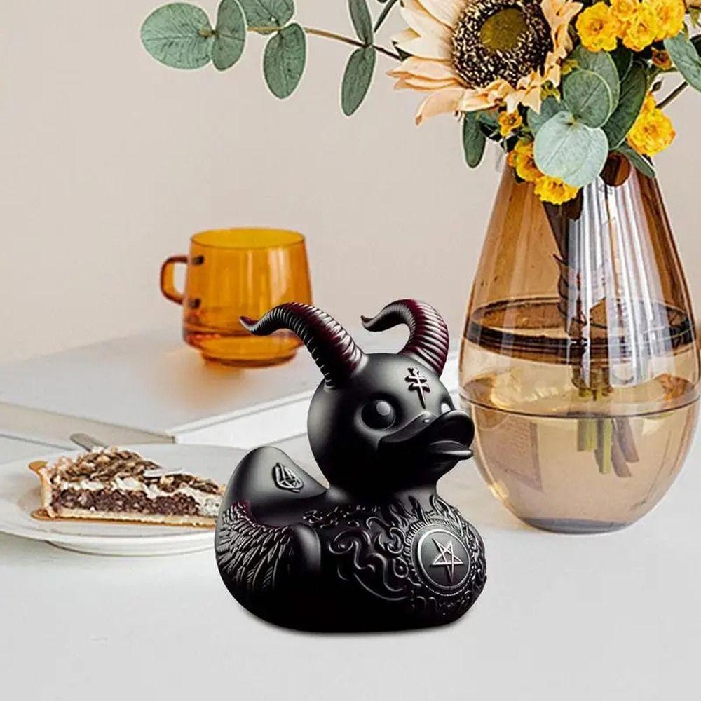 Animal Figurine Punk Duck Gothic Sculpture Satan Duck Car Ornaments Duckieville Duck  Desk Decor