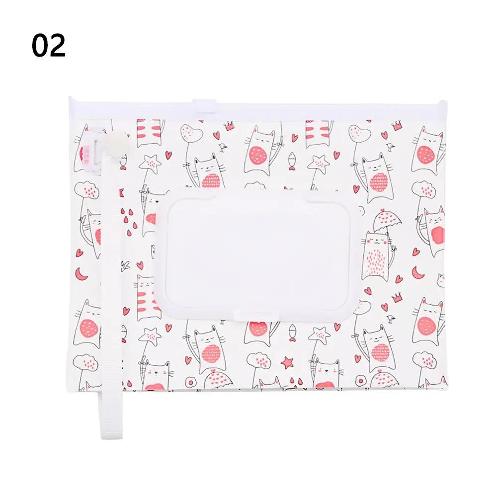 1PC Wet Wipes Bag Portable Flip Cover Snap-Strap Cosmetic Pouch Cute Baby Tissue Box Outdoor Cute Stroller Carrying Case Acces
