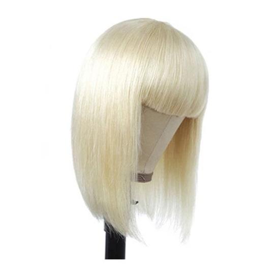 Women Short Straight Wig with Bangs Natural Silky Heat Resistant High Temperature Fiber Ladies Bobo Blonde Black Synthetic Hair