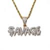 Bling Iced Out Savage Pendant Cubic Zirconia Letter Necklace for Men Women Hip Hop Rock Rap Party Jewelry