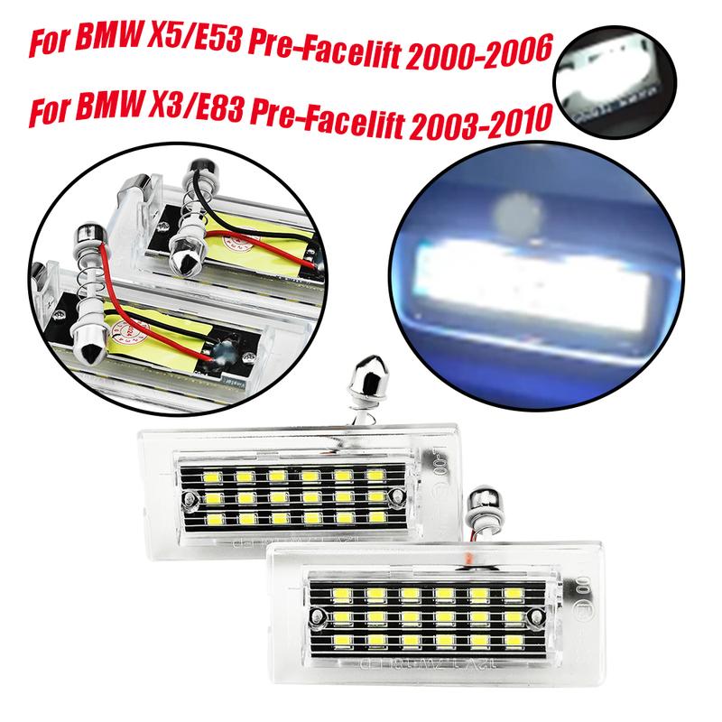 

With Canbus No Error White Number Plate Lamps License Plate LED Lights Fit For BMW X5/E53 Pre-Facelift 2000-2006