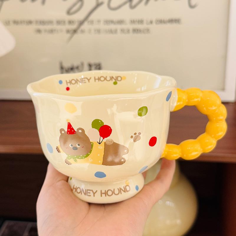 Cartoon Animal Ceramic Mug Cute Children S Household Water Cup Breakfast Milk Oat Cup High Value Gift 400ml