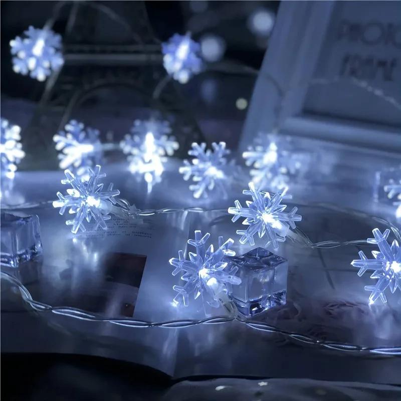 Snowflake Christmas LED Lights String Garland  Christmas Decoration Navidad  Year Decorative Holiday Fairy Light