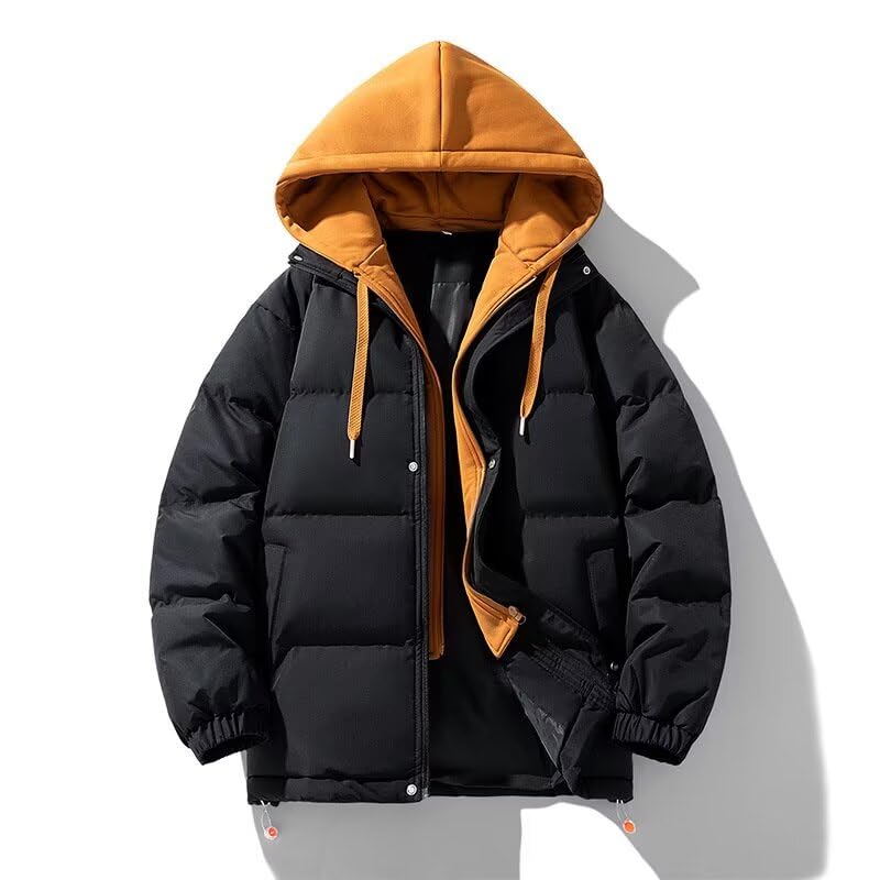 Kayiyasu Padded Down Plus Warm Outerwear Sizes Winter Cold Protection Black Men's Jacket, Sizes, - M-6XL, Clothes, Hooded, Lightweight, Stylish,