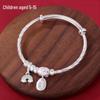 Sterling Silver Rainbow Cartoon Bracelet for Kids (Ages 4-12) - Medium & Large Smooth Bangle, Push-Pull Design.