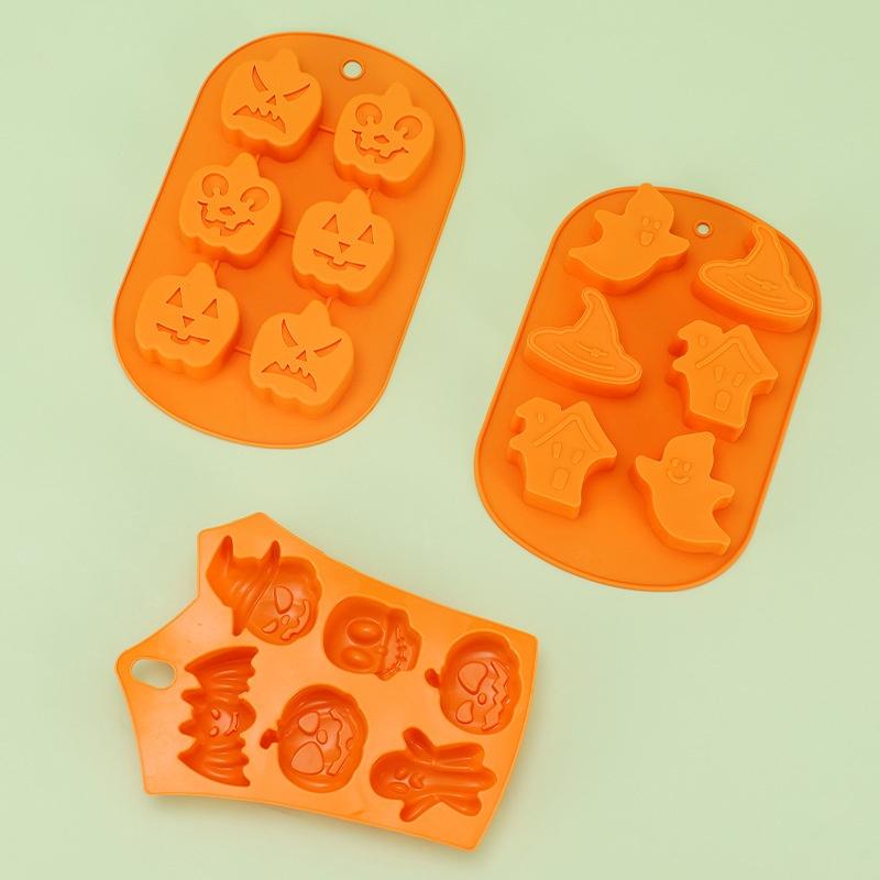 Halloween Scary Pumpkin Silicone Mold Ghost Hat Skull Ice Cube Chocolate Food Baking Tray Mold Cookie Biscuit Cake Baking Mold