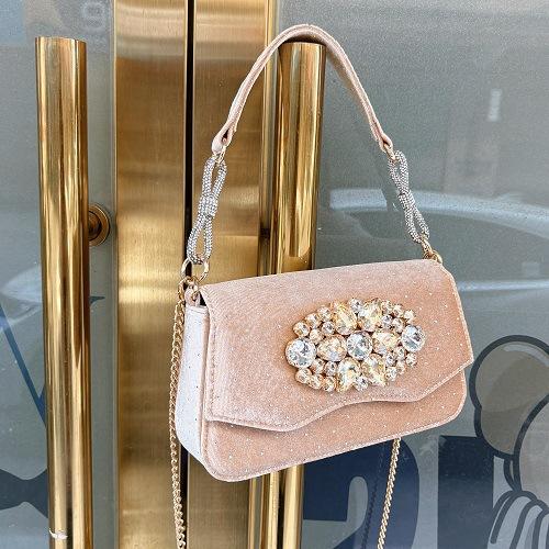 

Women Chic Boutique Shiny Crystal Satin Evening Clutch Purse Wedding Party