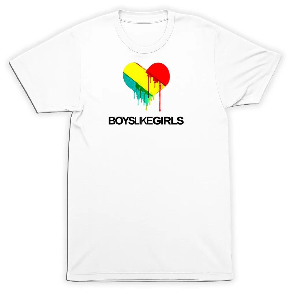 Boys Like Girls Heart Logo T Shirt Pop Rock Band Tee White Graphic Shirt M