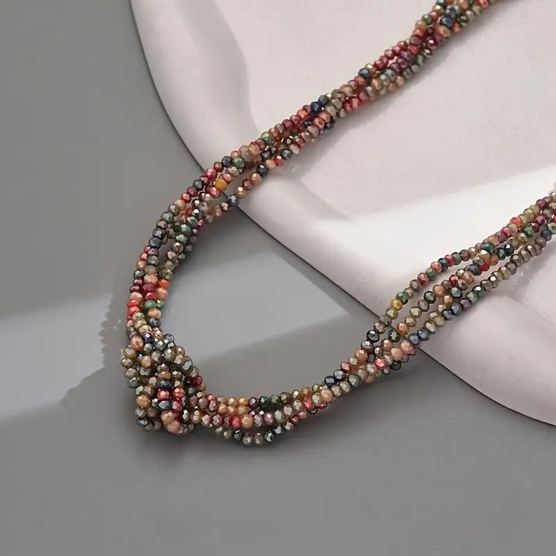 Women Bohemian Multilayer Color Crystal Clavicle Short Necklace