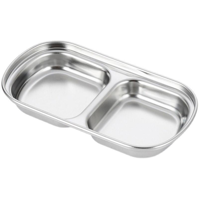 1PC Stainless Steel Tableware Barbecue Kitchen Supplies Dipping Dish Silver Seasoning Dish Vinegar Plate 1/2/3/4 Grids Gold