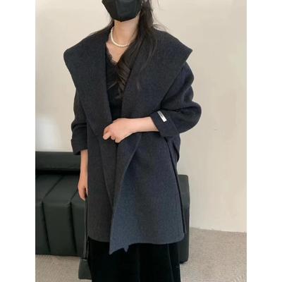 Double-sided Wool Coat for Women Korean Style Loose Casual Simple Loose Large Lapel Woolen Coat