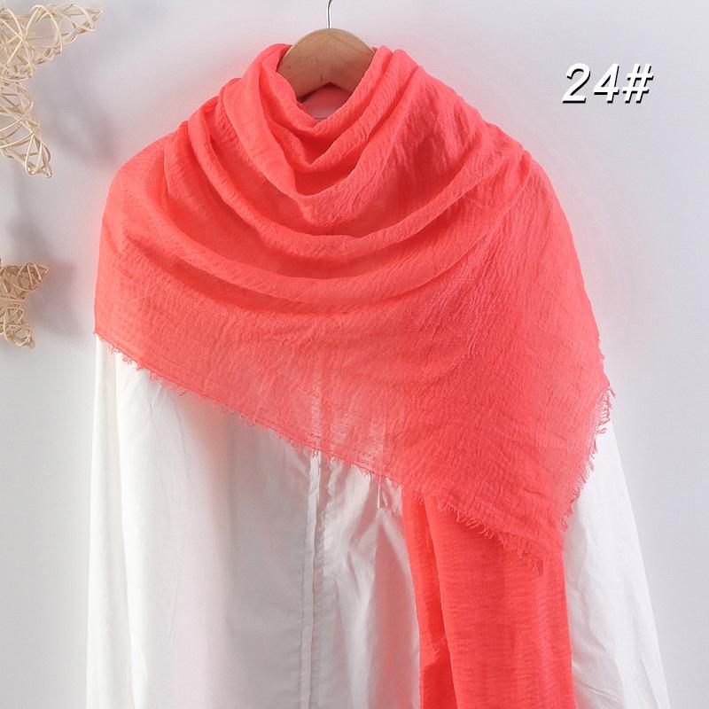 Women's Cotton Linen Silk Scarf - All-Season, Solid Color, Versatile Head and Sunshade Wrap