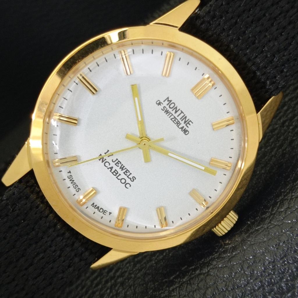 REFURBISHED GENTS MONTINE 17 JEWELS WINDING SWISS GOLD PLATED WATCH A285406-12 Montine-a285406-3