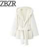 Za New Fall Women's Clothing 2025 Fashion Wind Stylish Fashion White Fur Large Collar Hooded Outwear