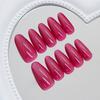 Bright Raspberry Simple Sweet Cat Eye Temperament White Fashion European and American Ins Style Removable Nail Art 30 Pieces