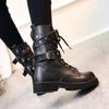 Women Fashion Boots Ladies Combat Army Punk Goth Ankle Shoes Women Gothic Motocycle PU Leather Short Vintage