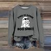 Women's Fashion Casual Long Sleeve Halloween Printed  Neck Sweatshirt