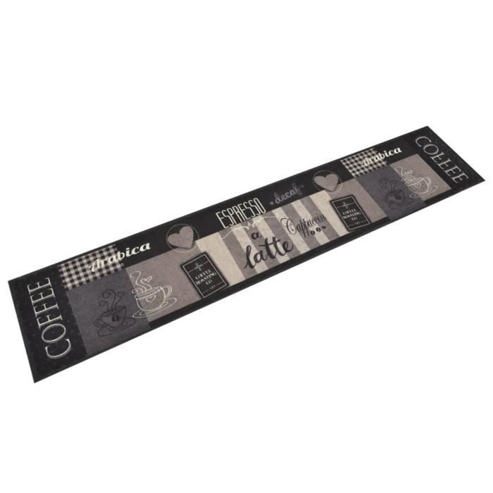 VidaXL Tapis de cuisine lavable impression café noir 60x300 cm velours 136557