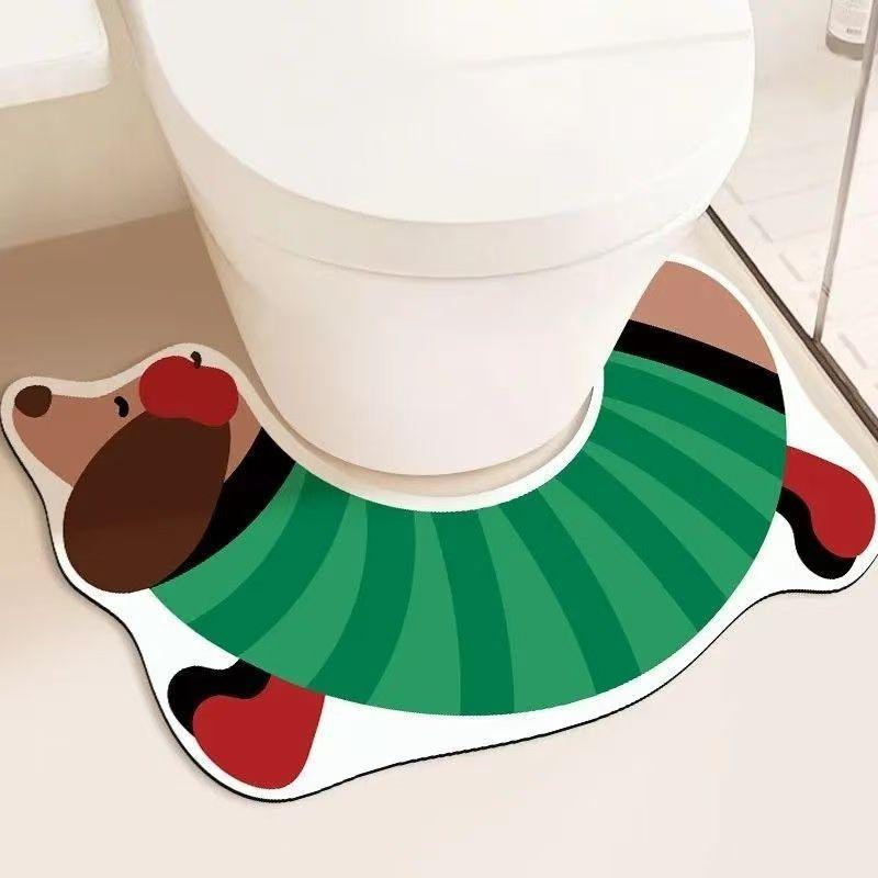 

U-shaped Toilet Floor Mat, Bathroom Mat, Absorbent, Non Slip, Curved Foot Mat, Bathroom Splash Proof, Diatomaceous Earth Mat, Bathroom 39cm × 65cm