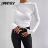 JPNTKY Women's Fashion Casual Solid Color Print Long Sleeve O-Neck Blouses & Shirts