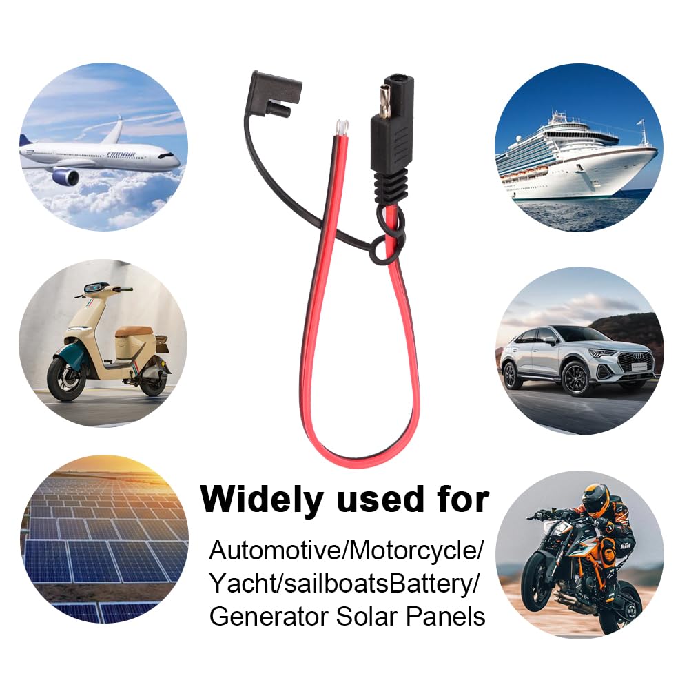 HUIQIAODS SAE Connector, Extension Cable, Set of 2, 2-Pin, SAE Extension Power Cord, Extension